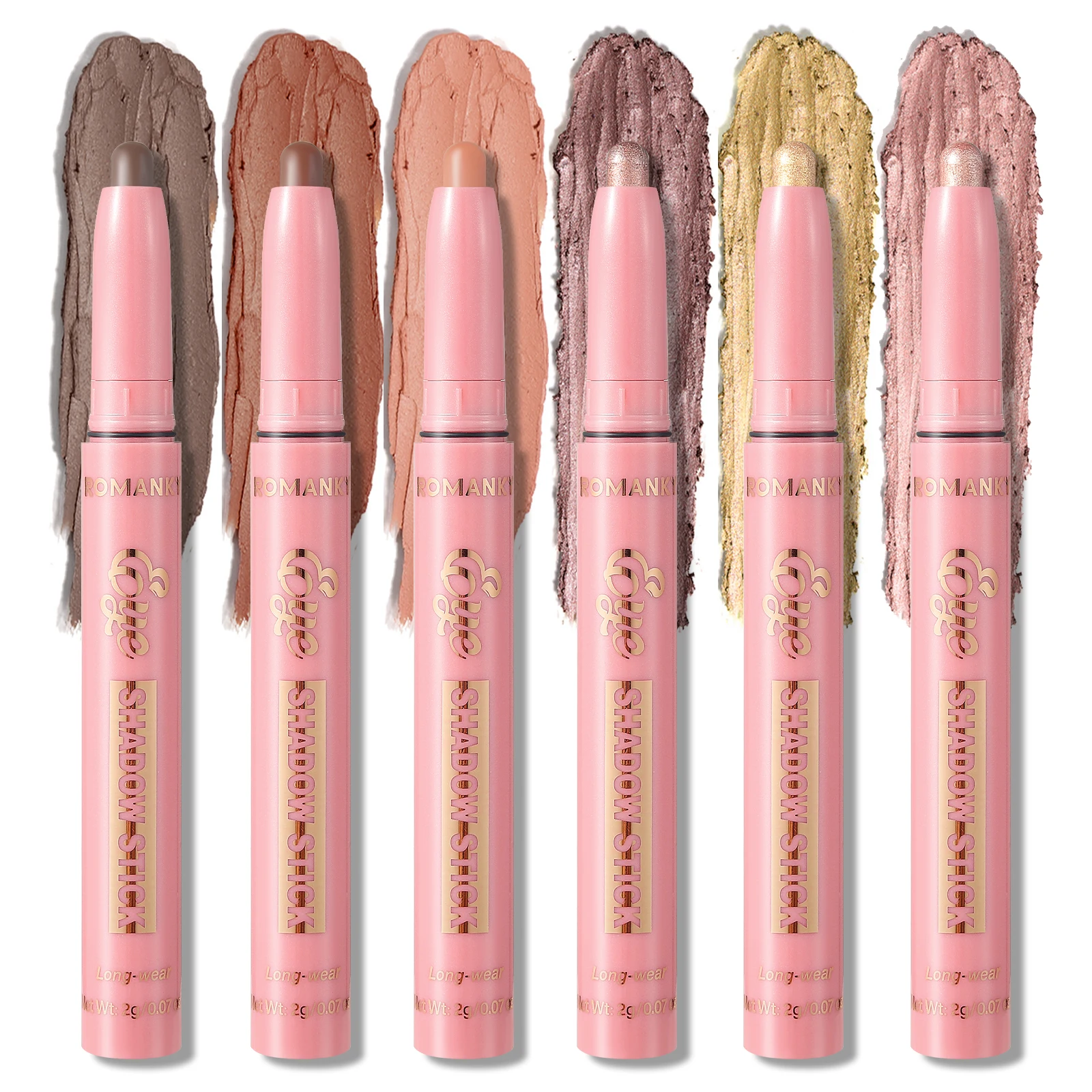 6Pcs Set Matte Effect Eyeshadow Stick   Natural and long-lasting Multi-purpose Shiny Metallic Matte Shimmer Highlighting Eyeline 6