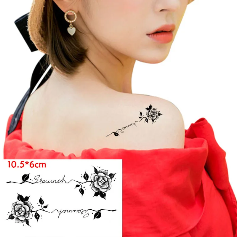 Tattoo Sticker Temporary Tattoos Waterproof Temporary Tattoo Sticker Black Butterfly Leaf Small Flower Tatto Flash Tatoo Fake Tattoos for Kids Men Women