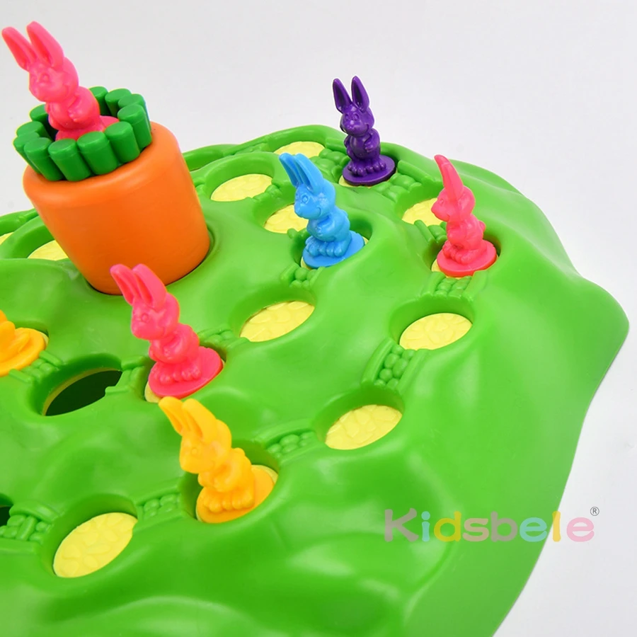 Kids Board Game 2-4 Players Funny Bunny Rabbit Trap Game Toy Rabbit Cross Country Race 6