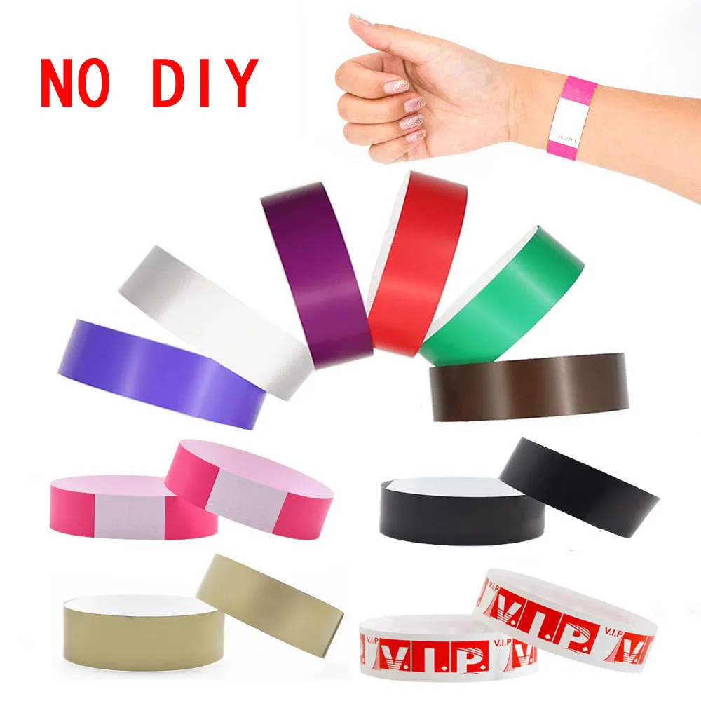Party Paper Bracelet Synthetic Paper for Tyvek Wristbands Sticky Wristband Print Pattern Card Party Wristbands 100pcs Waterproof Paper Wristbands Party Decoration