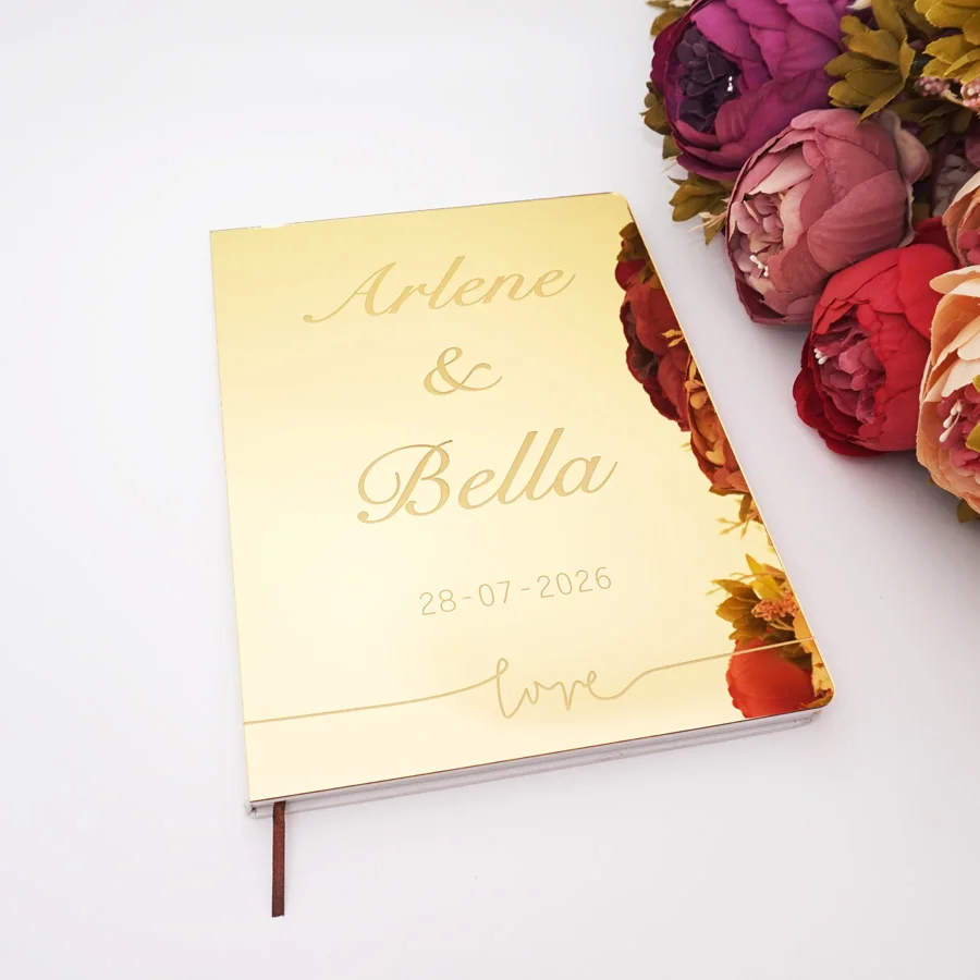 Acrylic Mirror Engraved Wedding Signature Guest Book Love Script Personalized Bridal Shower Marriage Gift