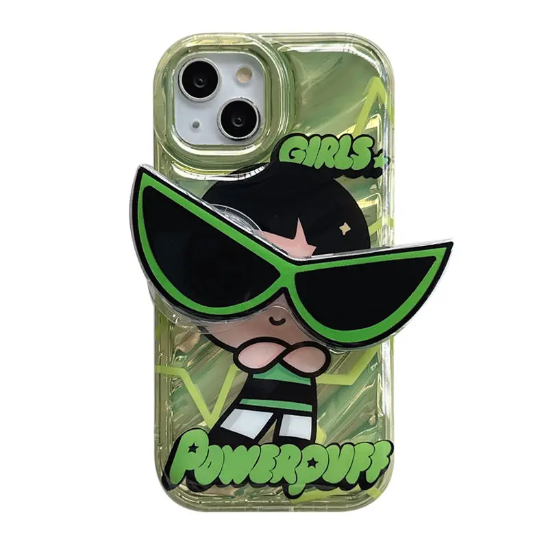 Cute Cartoon Powerpuff Girls Holder Case for iPhone 14 13 12 11