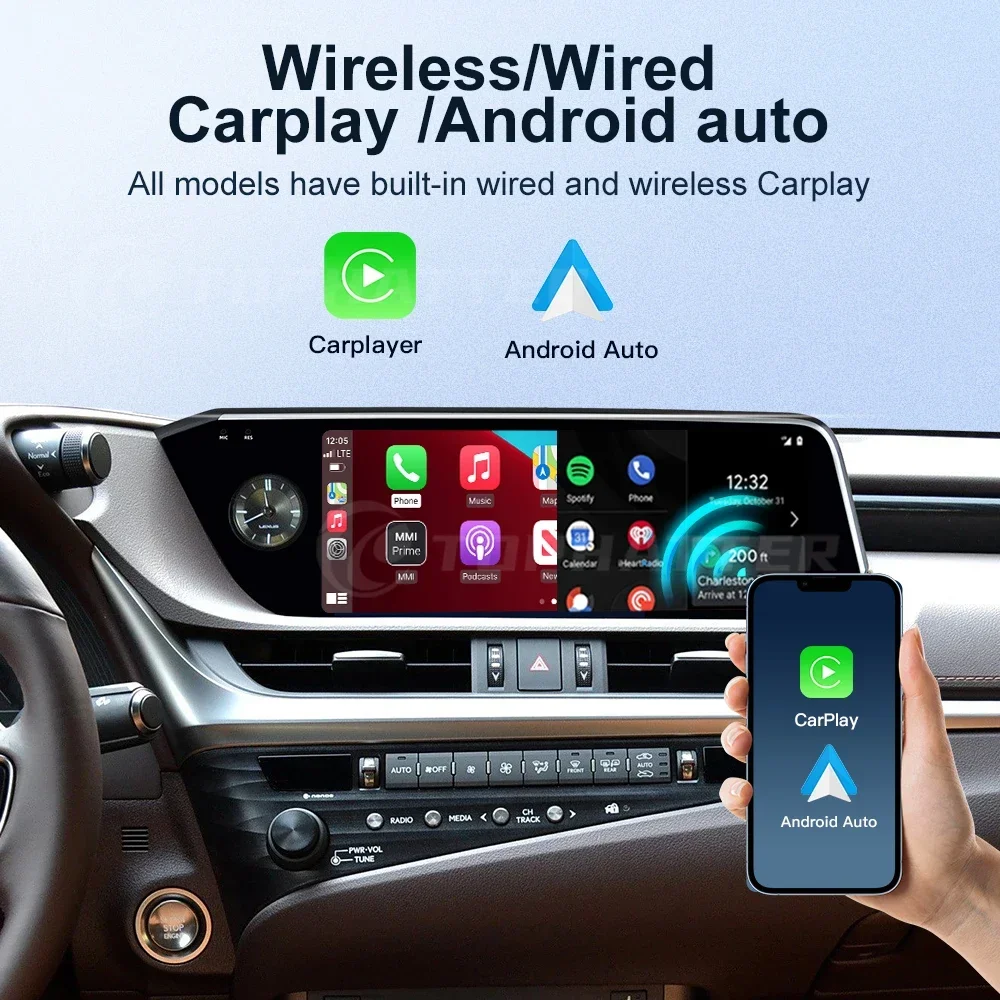 Android 13 For Lexus ES ES200 ES250 ES300-CarPlay Android Auto 8 Core Multimedia Player Car Monitor Video Navigation