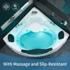 Whirlpool Bathtub, Corner Back to Wall Freestanding Whirlpool Tub, Therapy Hydro-Massage Soaking Tub with Double Pillow Jets Tub 3