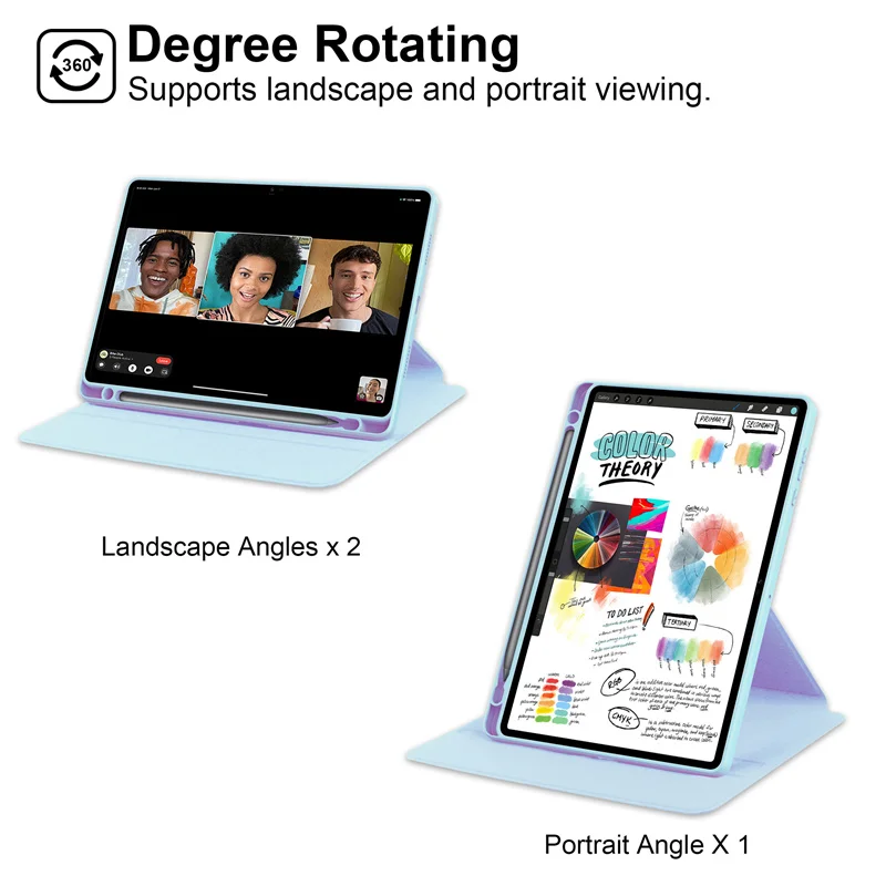 Enhanced Rotating Stand Case with Acrylic Back and Pencil Holder