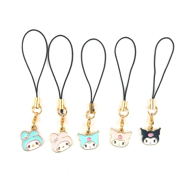 

Sanrio Hellokitty Purin Mobile Phone Pendant Mymelody Pachacco Kuromi Cinnamoroll Bag Keychains Couple Pendant Rope Accessories