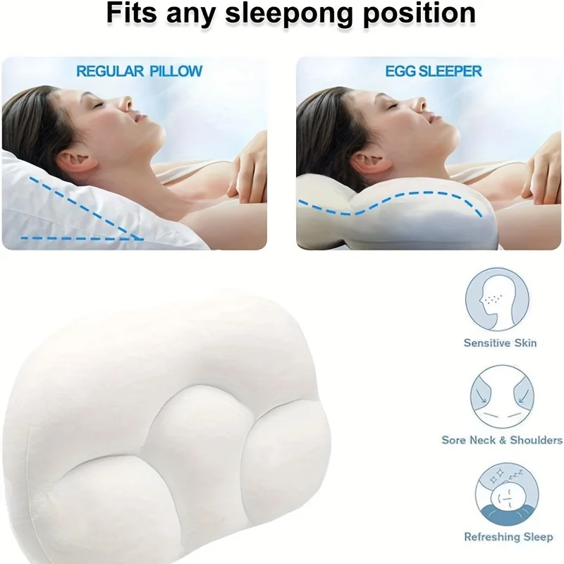 thumbnail image 2 of Almohada de apoyo para el cuello de suavidad media, almohada cómoda portátil con forma de huevo, almohada de protección para el cuello, almohada para la siesta, almohada de nube, 2 of 4