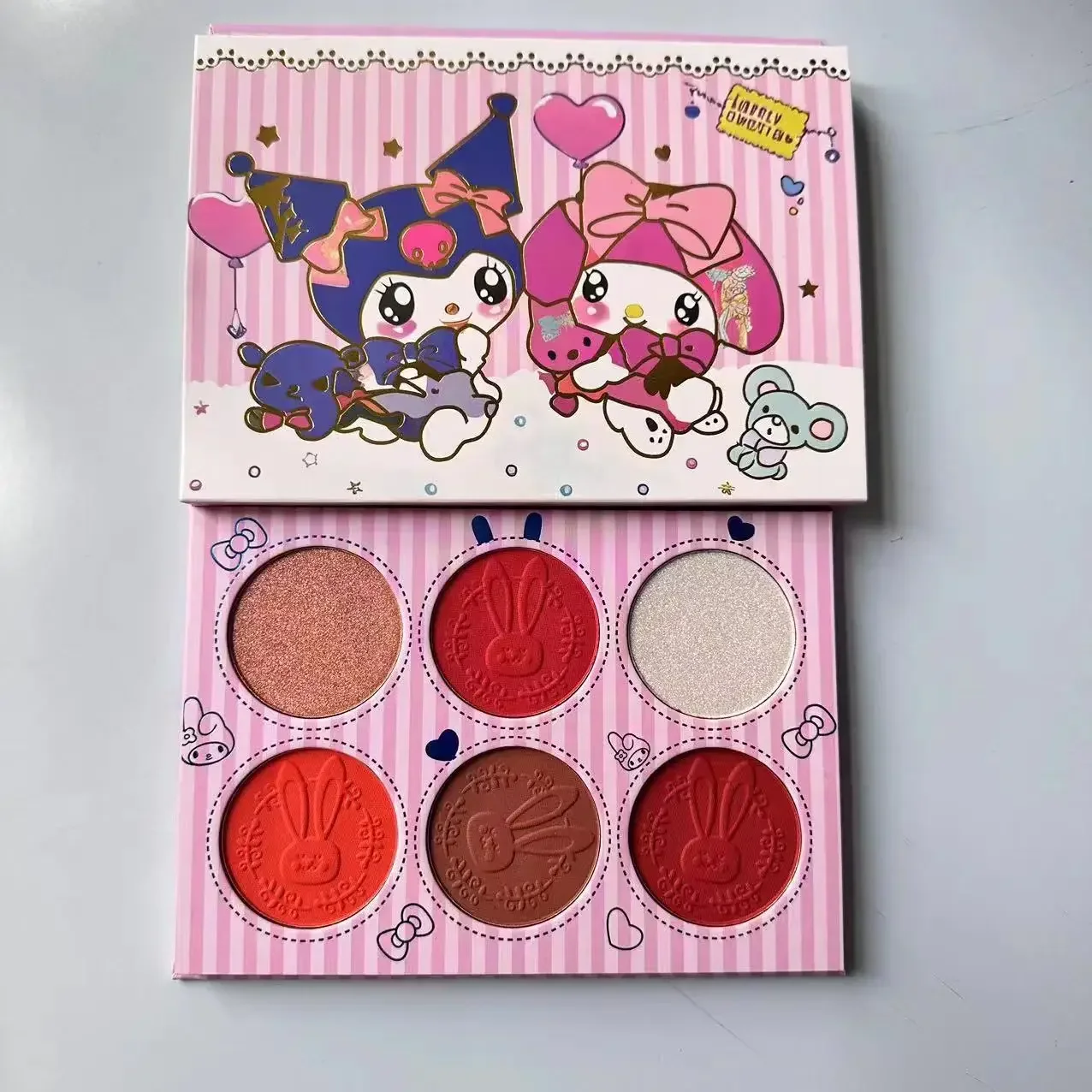 

6-Color Cartoon Cute Eye Shadow Plate Matte Highlight Eye Shadow Plate Blusher Plate Safety Waterproof Kawaii Makeup Beauty