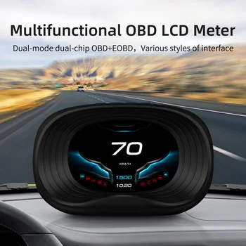 Head Up Display Computer di bordo Auto Digitale OBD2 Chilometraggio OBD Display del computer di guida Tachimetro Indicatore di temperatura da 3,5 pollici