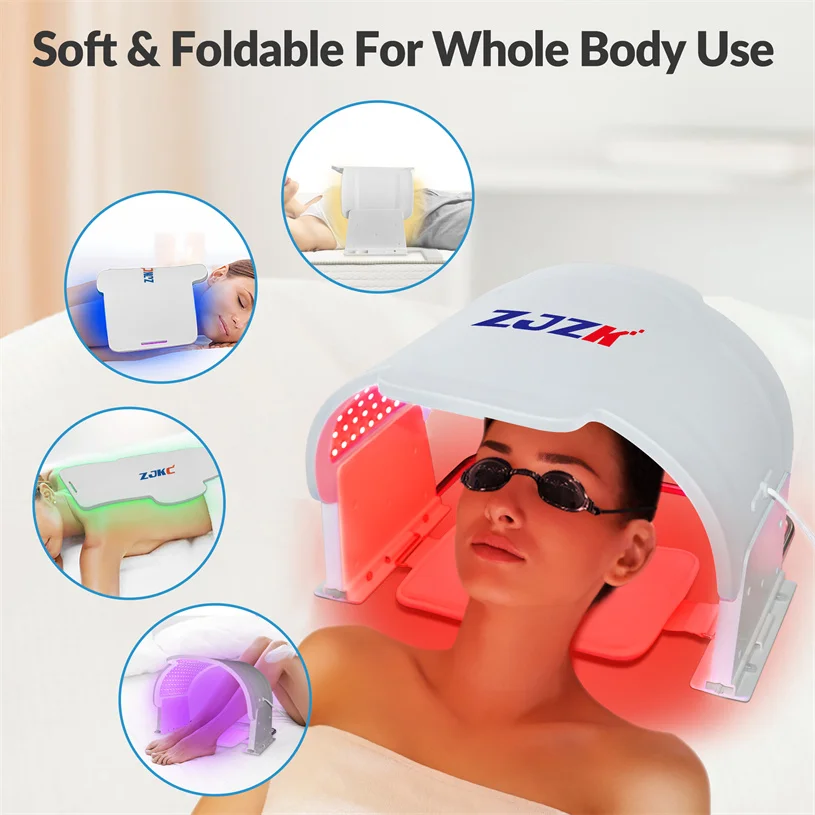 

ZJZK маски для лица, уход за кожей, 7 дюймов, светодиодная маска для лица 850nmx330chips + 940nmx330chips, красная фототерапия для шеи, морщин, против акне