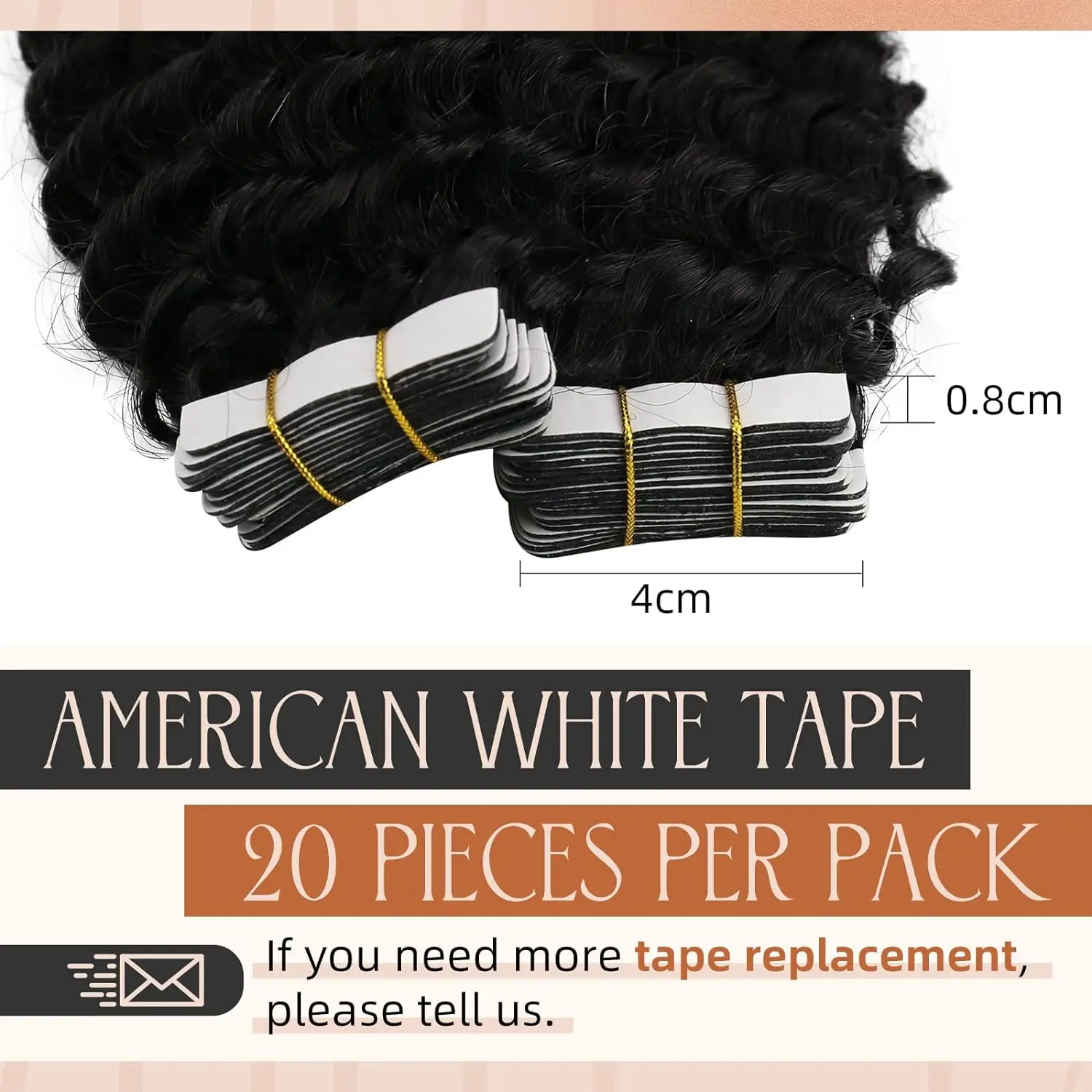 Tape in Hair Extensions Human Hair Kinky Curly Tape In Extensions with Invisible Attached Semi Permanent Natural #1B