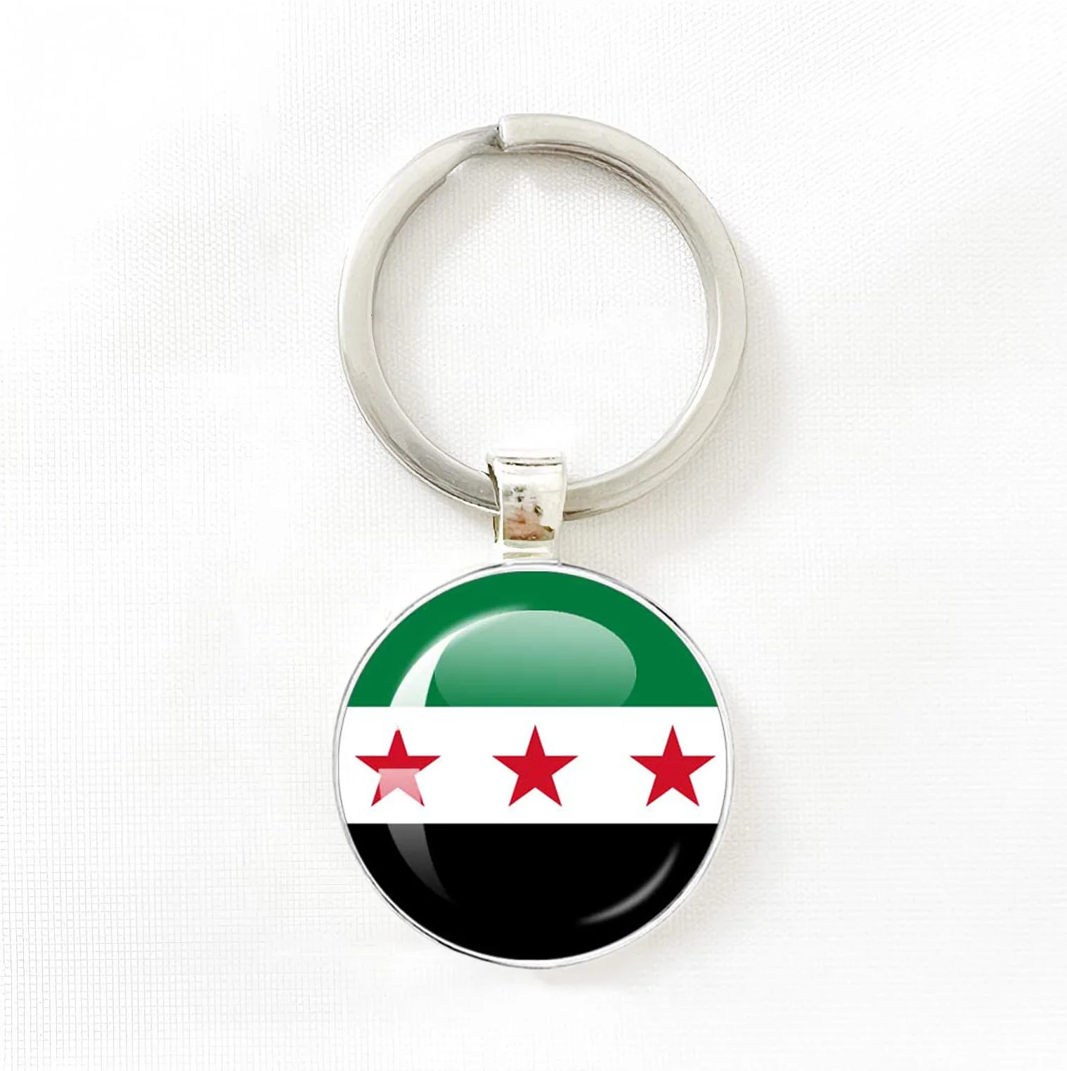 Car Pendant Keyring Syria National Flag Glass Cabochon Keychain Metal Keychain Fashion For Women Men Charm Bag Accessories