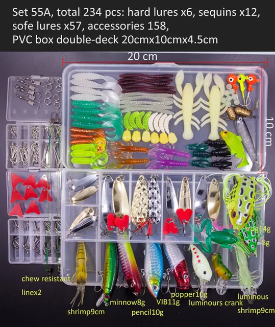 Complete Fishing Tackle Kit: Crankbaits Spinnerbaits Plastic