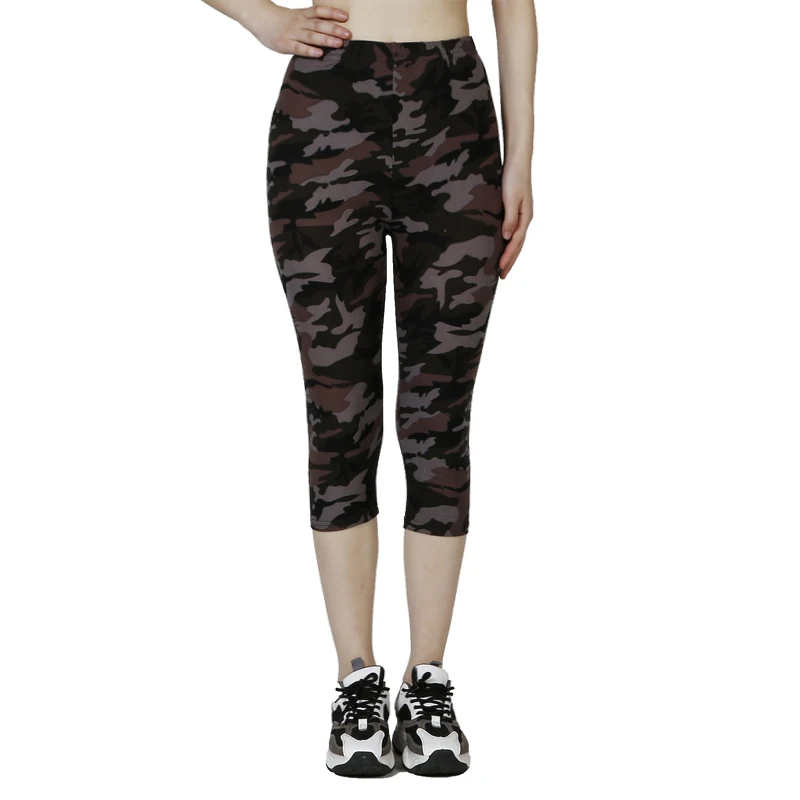 Fashionable leisure vacation camouflage tight pants, fitness women's printed summer soft cropped leggings 3