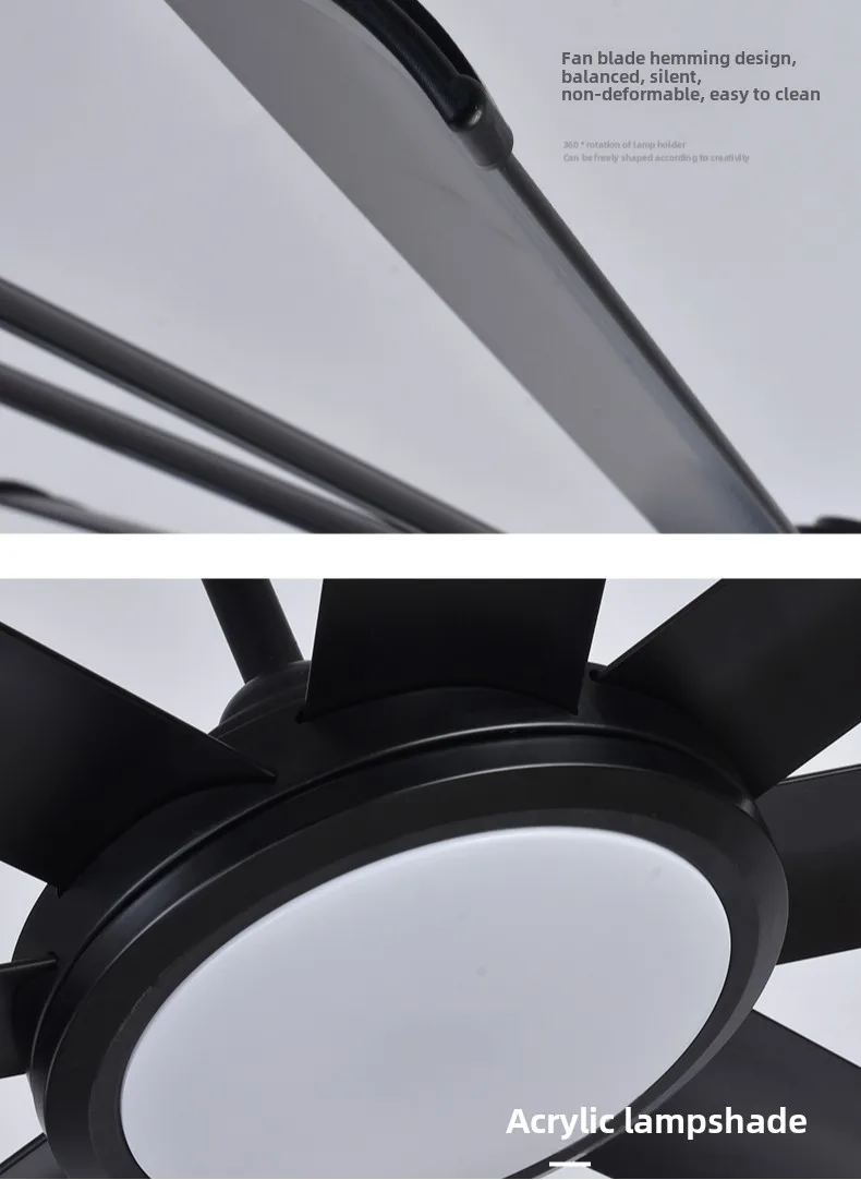 80 Inch Industrial Ceiling Fans With Lights Indoor/Outdoor Ceiling Fan with Remote Control Noiseless for Patio Porch Garage