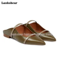 Double Straps Flats Slippers Women Mules Pointed Toe Flats Mules Shallow Narrow Bands Ladies Beach Shoes Tendencia Zapatos Mujer 1