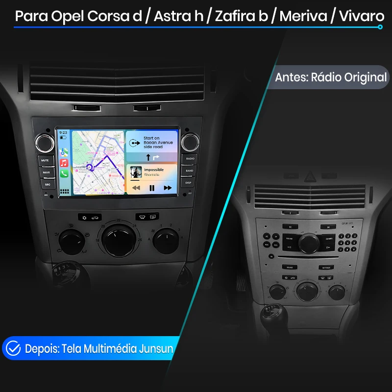Radio para Auto Junsun de 7 Pulgadas con Android, CarPlay Inalámbrico, Android Auto, Estéreo para Opel Vauxhall Astra H G J Zafira B Corsa C Antara Vectra Vivaro Meriva Combo Signum Tigra TwinTop, WiFi, GPS, Navegación, SWC, 4G-LTE, Bluetooth, Pantalla Táctil Multimedia + Guía de Instalación 2