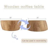 Round Coffee Table, 29.52IN Wooden Coffee Table, Reversible Round Table, Vintage Round Coffee Table Suitable for Bedroom 2