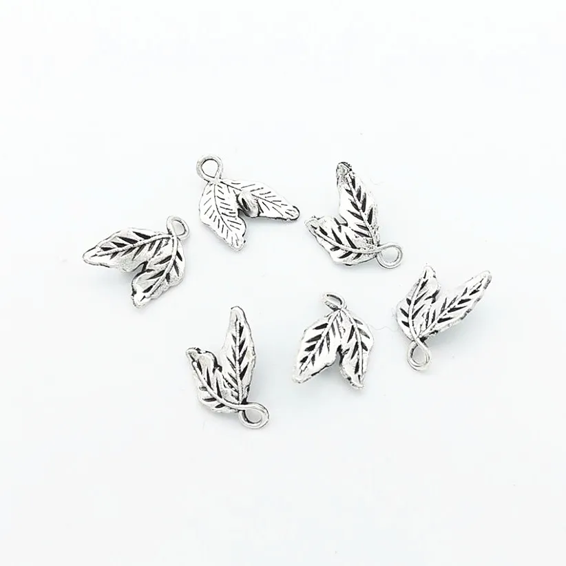 50개(잎 모양) 빈티지 아연 합금 참 금속 펜던트 DIY 쥬얼리 제작 액세서리 1009