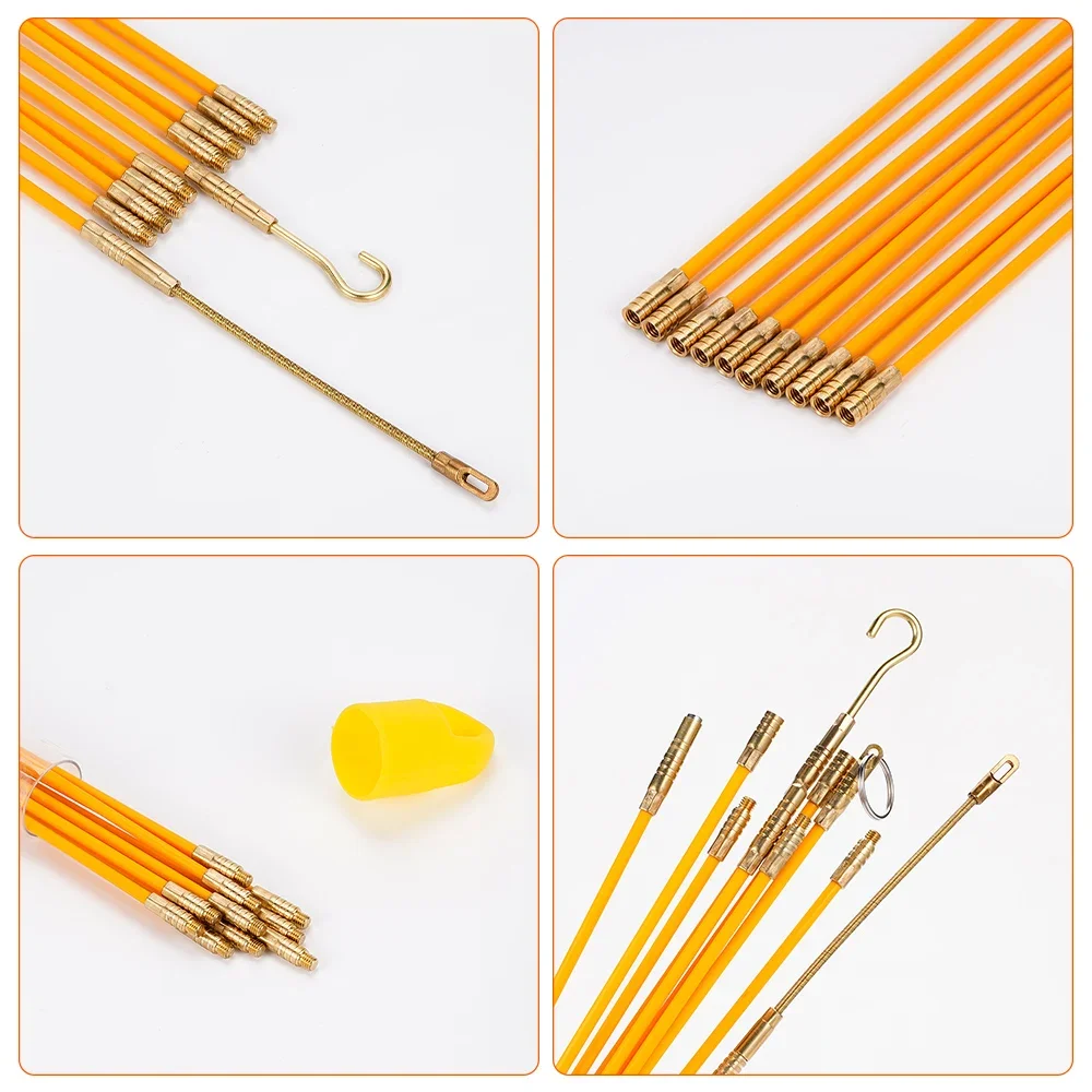 4mm 33/45cm Fiberglass Cable Push Puller Lead Wire Kit Electrical Cable Wall Installing Rods Wiring Lead Installation Tool 10Pcs