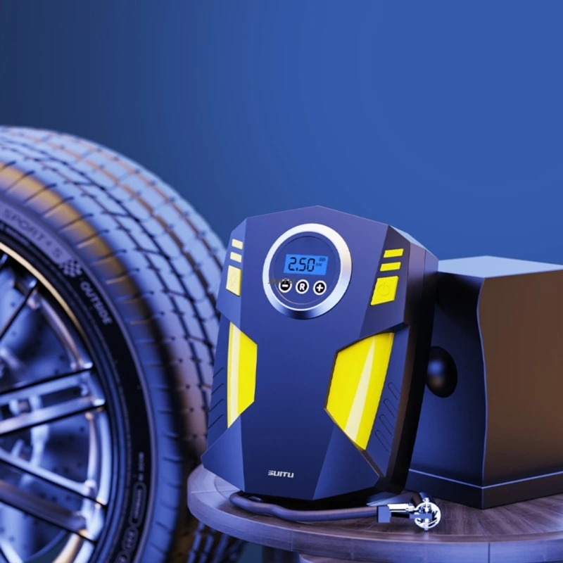 Tire Inflator Portable Air Compressor 100PSI, Bike Pump, 12V Electric Air Pump for Car Tires and Bicycles with LED Light