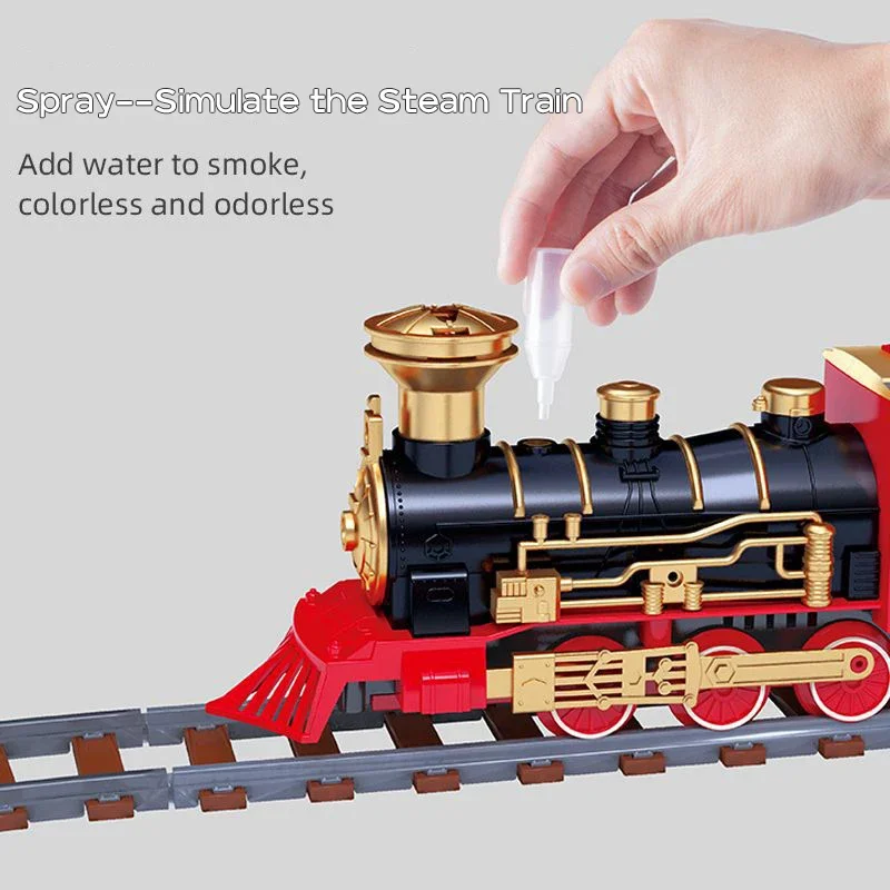 Modelo de trem a vapor infantil, brinquedo elétrico, concerto leve, spray  de fumaça, aniversário do menino, presente de Natal - AliExpress