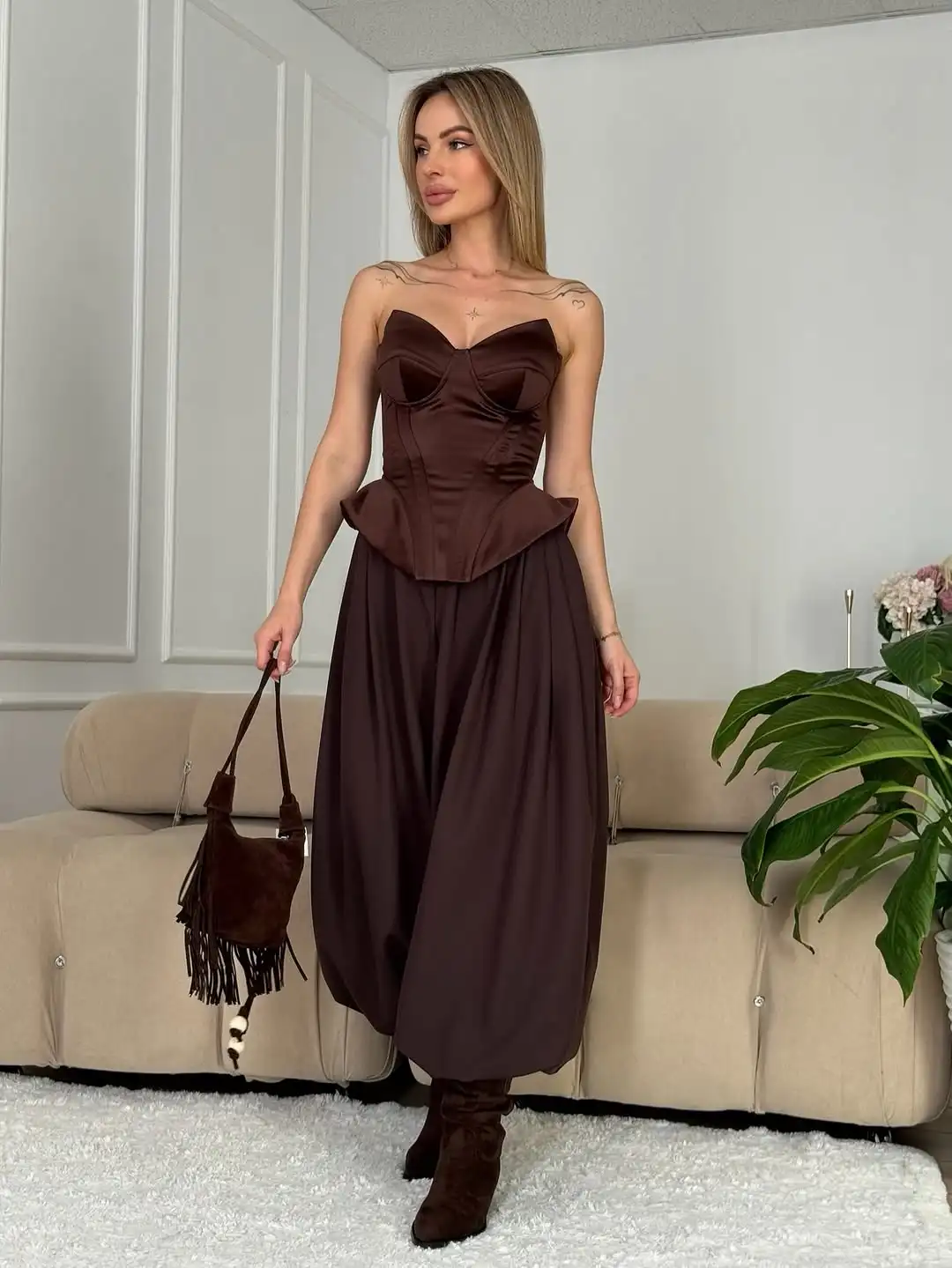 Sexy Fishbone Strapless Short Top Lady, Women Vacation Party Tops - Uniqwear