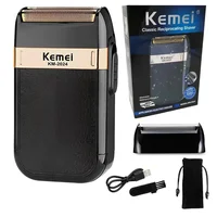 Kemei KM-2024 Men Electric Shavers Waterproof Reciprocating Foil Razor Precision Beard Trimmer Twin Blade Rechargeable with Sack 1