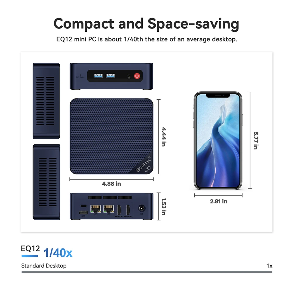 Beelink EQ12 DDR5 Intel 12th N100 Mini PC 8G 500G Type C Desktop Computer VS Mini S12 Pro EQ12 Pro N305 U59 Pro Intel 11th N5105