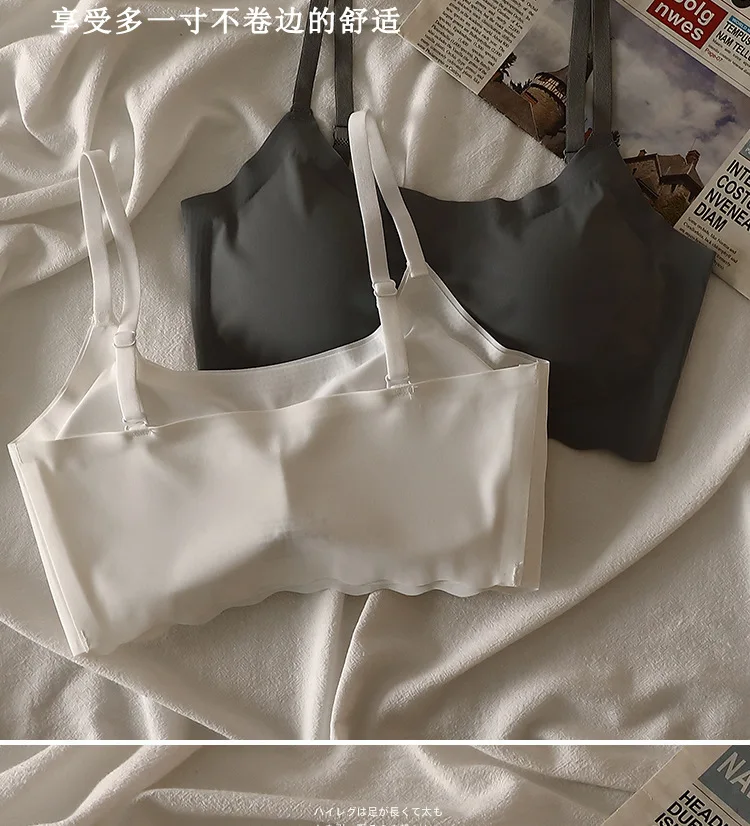 Seamless Bra for Women Ice Silk Vest Push Up Underwear Lingerie Sleep Top Padded Bralette No Steel Ring Gathering Lingerie
