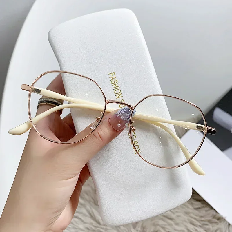 Eyeglass Frames Women Anti Blue Light Computer Glasses Ins Metal Round Glasses Decor Spectacle Frame 0 Diopter