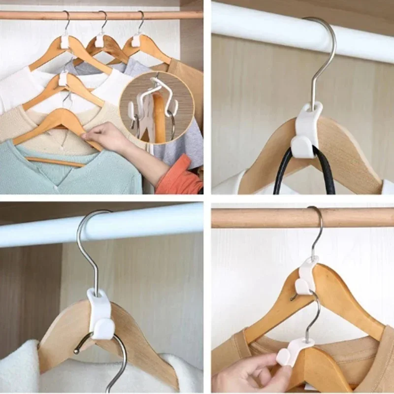 10-100pcs- Wardrobe Hanger Hooks Multifunction Cascading Plastic Bedroom Wardrobe Storage Space Saving Coat Hook
