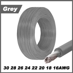 Vibrant Multi - Color Stranded Electric Wire - Premium PVC Insulated Tinned Copper Cable - 18AWG (Grey)