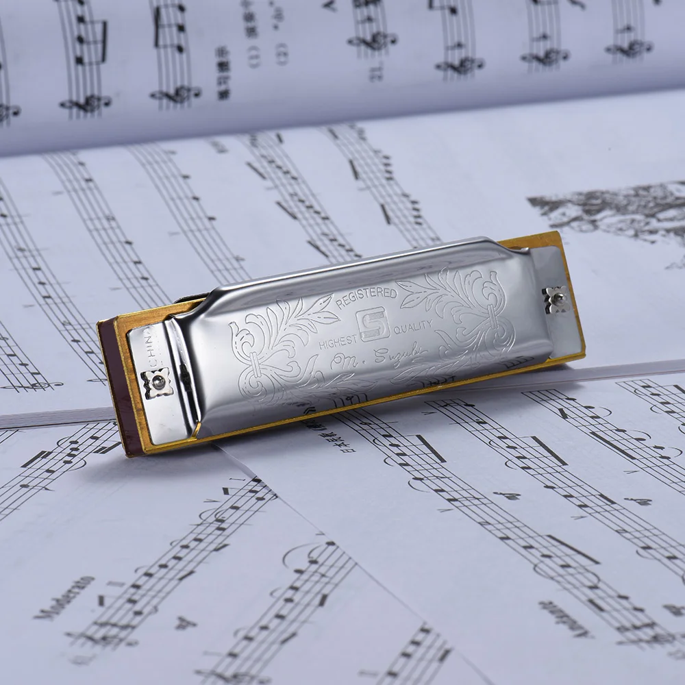 SUZUKI Folkmaster Blues Harmonica Standard Key of C A B E F G Key 10-Hole 20 Tones Diatonic Blues Gaita Harmonica For Beginner diatonic harmonica