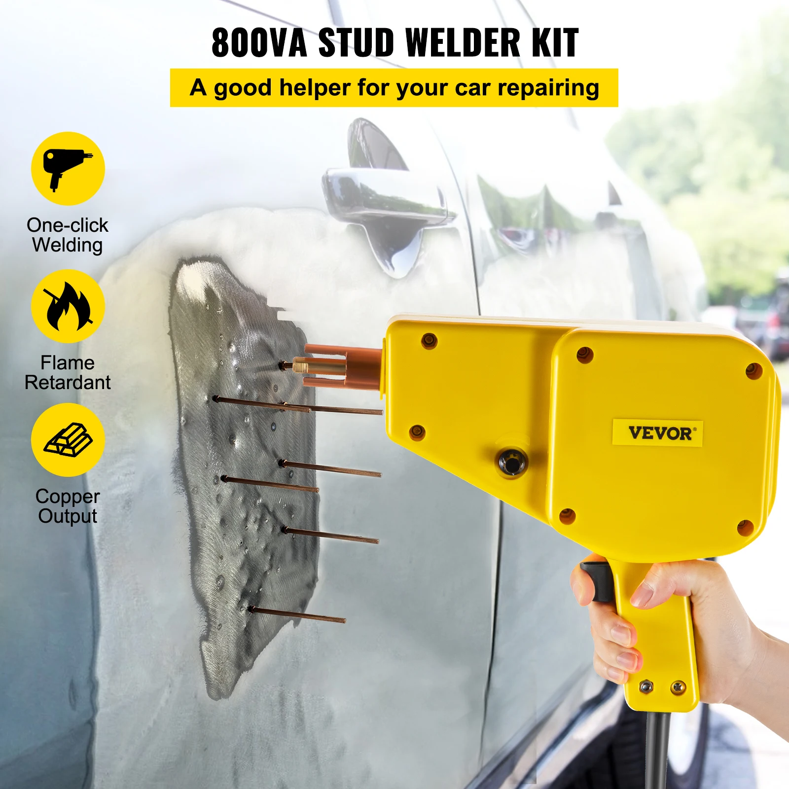 VEVOR Débosseleur Carrosserie 1600 A, Extracteur de Bosse de Voiture 230 V,  Soudeuse par Points Professionnelle Protection Thermique, Débosselage  Carrosserie Redresser Retirer Accessoires Complets