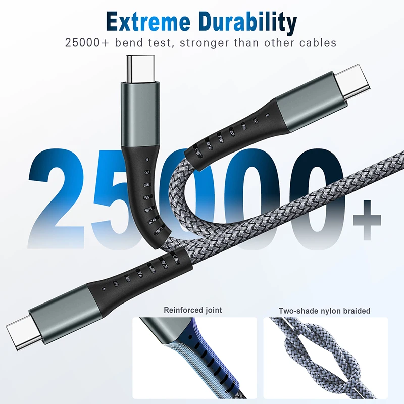 Durable Nylon Braided Fast Charging USB C to USB C Data Cable
