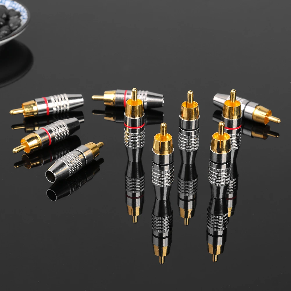 10pcs 5pair RCA Plug Connector Audio Plug DIY RCA Speaker Plug