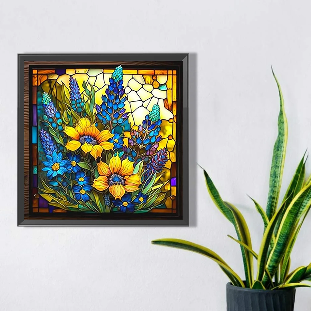 5D Diy Diamond Painting New Stained Glass Art Sunflower Mosaic Embroidery Full Rhinestone Set Home Decor Gifts 45x45cm