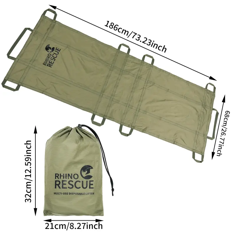 RHINO RESCUE Disposable Emergency Stretcher Portable Rescue Litter for Outdoor Camping First Aid Kit IFAK - Image 4
