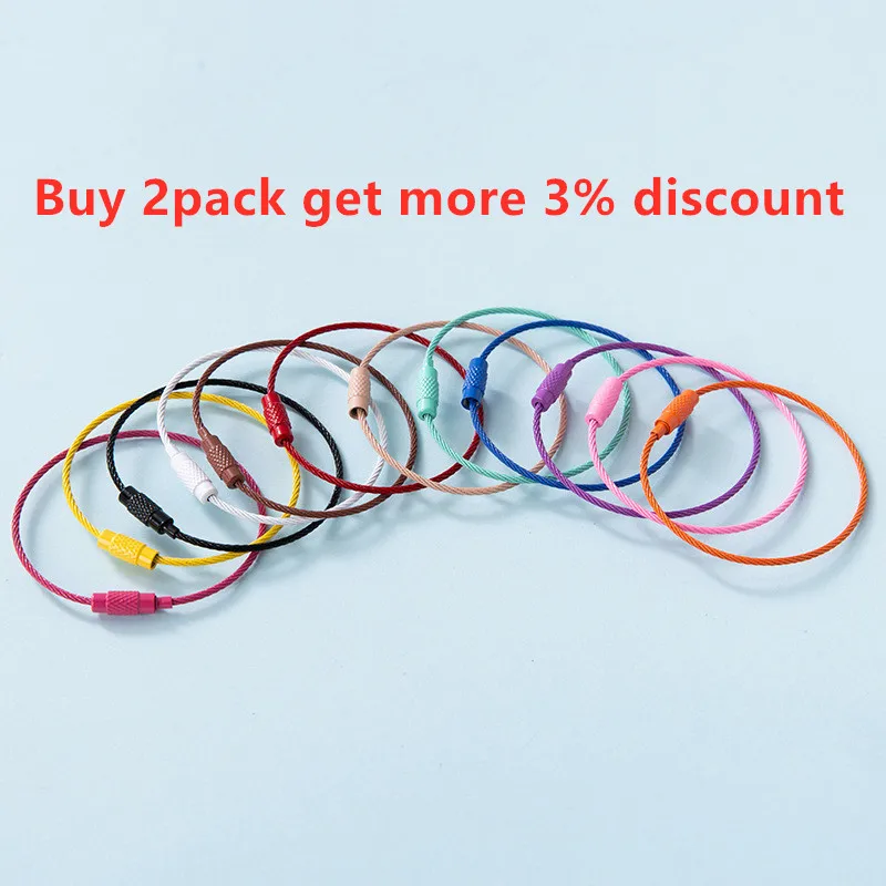 10pcs Colorful Keychain Wire Rope Key Ring for DIY