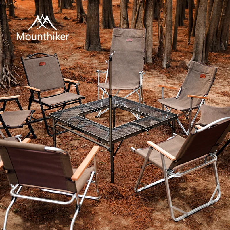 

MOUNTAINHIKER Folding Combination Table Detachable Rounding Table Camping Table Portable BBQ Cooking Kitchen Iron Table Outdoor