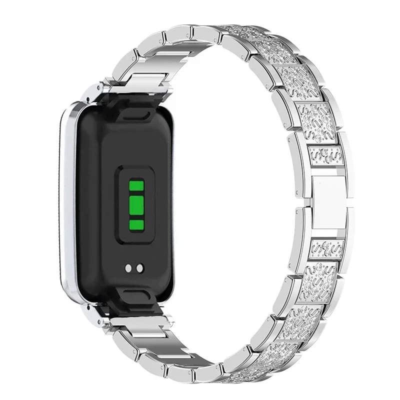 Elegant Diamond Metal Strap Case Protector for Smart Watch - Stainless Steel Bracelet Protective Cover