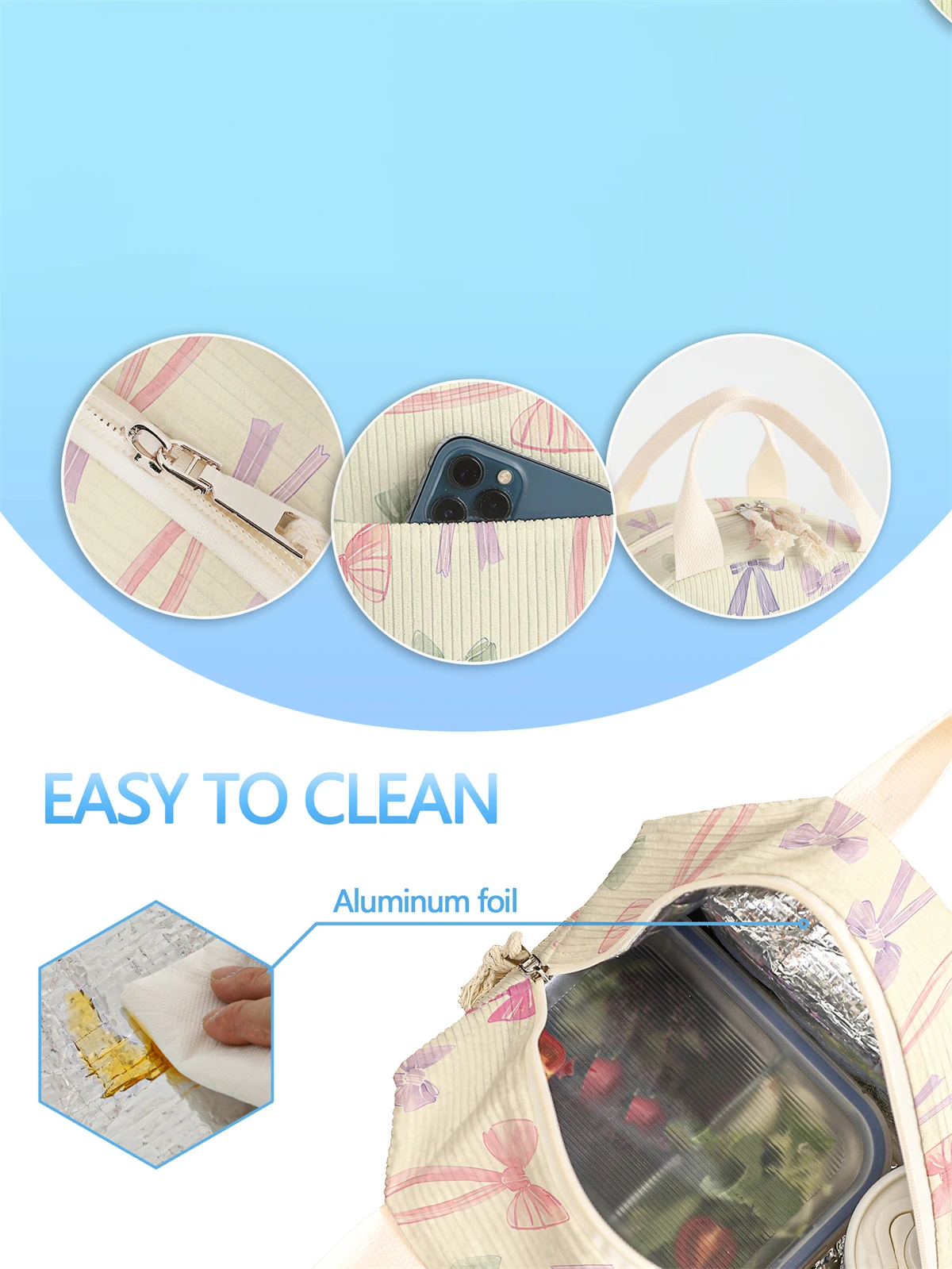 1pc- insulated lunch box bag thickened student portable lunch bag