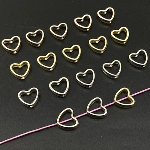 20pcs/lot Love Heart Hollow Gold Color Silver  CCB Loose Spacer Beads For Jewelry Making DIY Necklace Bracelet