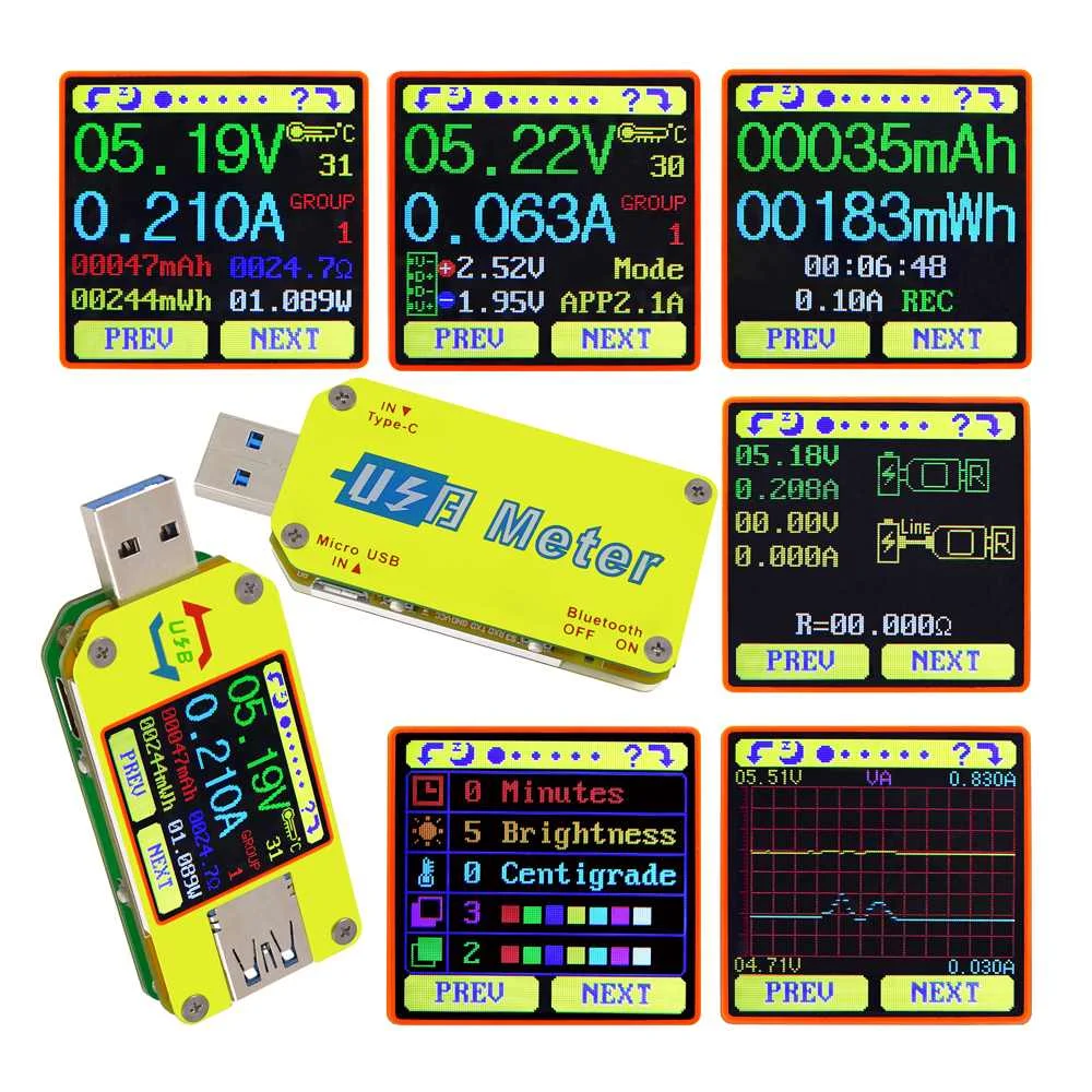 APP USB 3.0 C타입 DC 전압계 전류계 전압 전류 계량기 배터리 충전 측정 케이블 저항 테스터, UM34/UM34C 