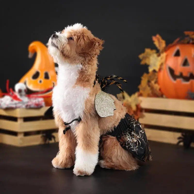 Spider Costume For Dogs Horror Cosplay Costume For Halloween Gothic Lightweight Dog Apparel Holiday Pet Skirt Celebrations