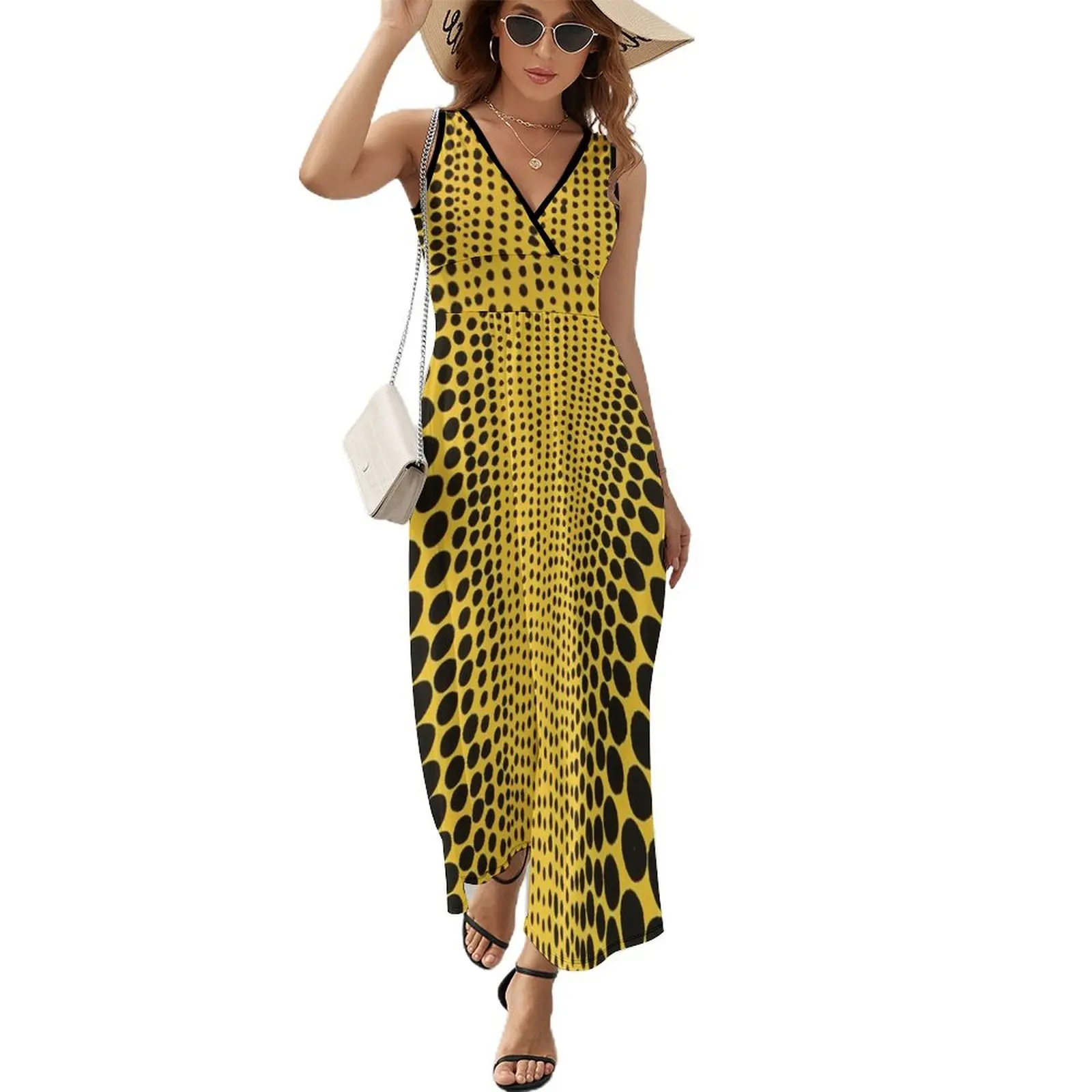 

Yayoi Kusama - Yellow Dot Line Sleeveless Dress dress summer 2023 women Women's summer dress Party dresses