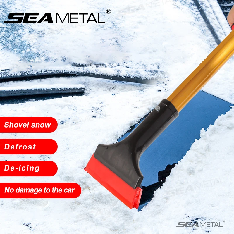 SEAMETAL Car Ice Scraper Windshield Snow Removal Shovel Extra-Long Scratch-Free Ice Breaker Snow Remover Winter Clean Brush