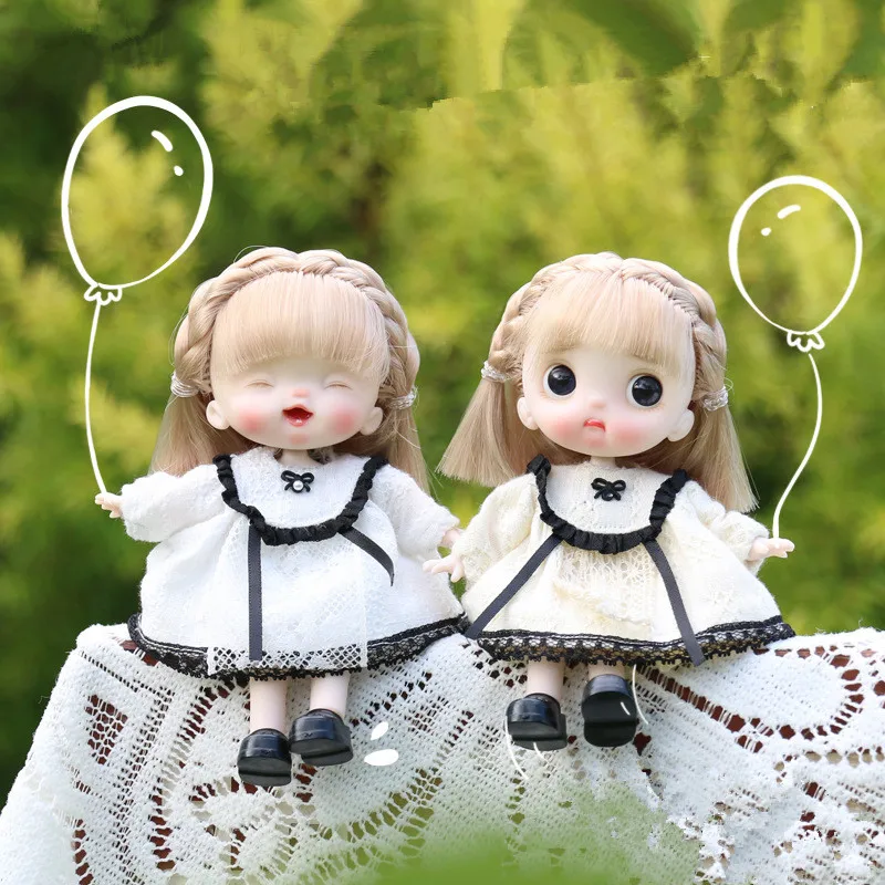 

14cm BJD Girlfriend Doll 1/12 Fashion Spring Outing Princess DIY Girl Play House Clothes Set Multi-joint Childrens Ornament Toys