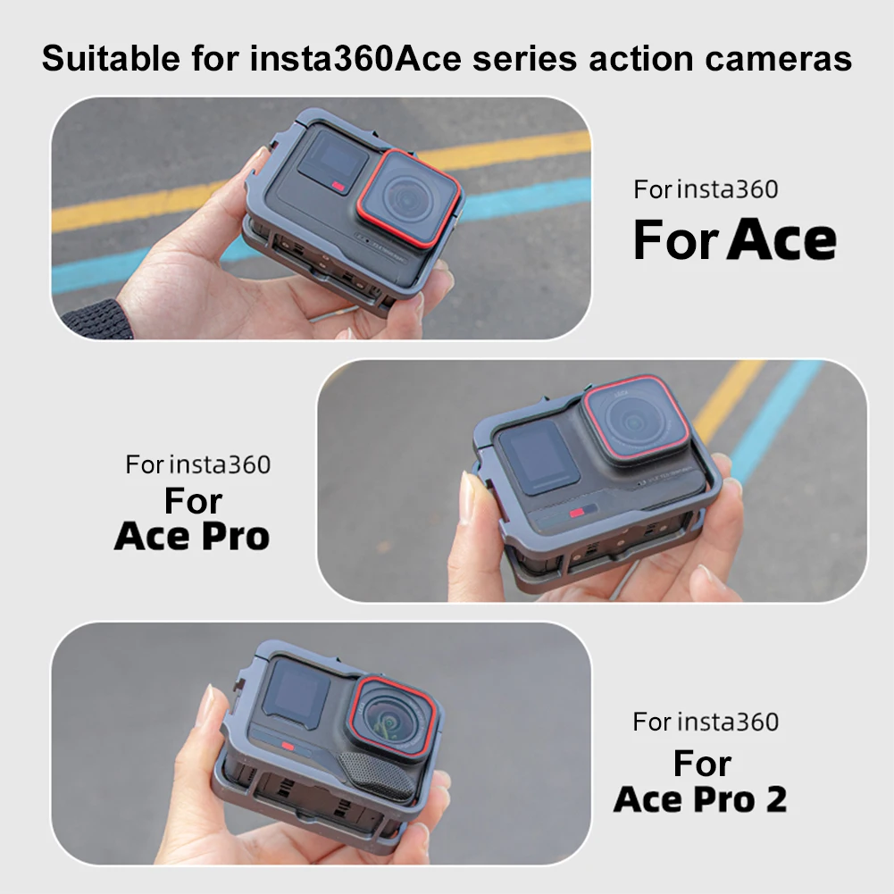 Aluminum Frame Cage W/ Cold Shoe Metal Cage Protective Frame for Insta360 Ace Pro 2 for Insta360 Ace/Insta360 Ace Pro